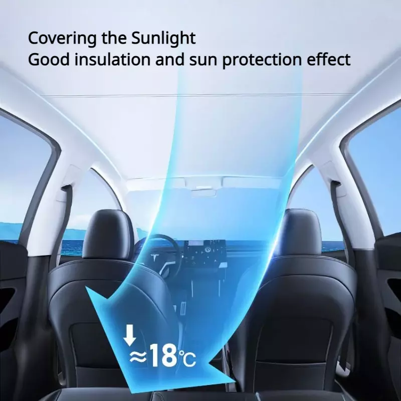For Tesla Model Y 3 Sunroof Sunshade Roof Split Sun Protection and Thermal Insulation Ice Crystal Sunshade Clip Installation