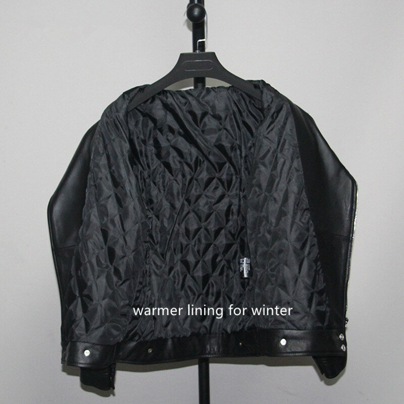 Women's Genuine Sheepskin Leather Coat, Loose Jacket, Large Size, Spring and Autumn