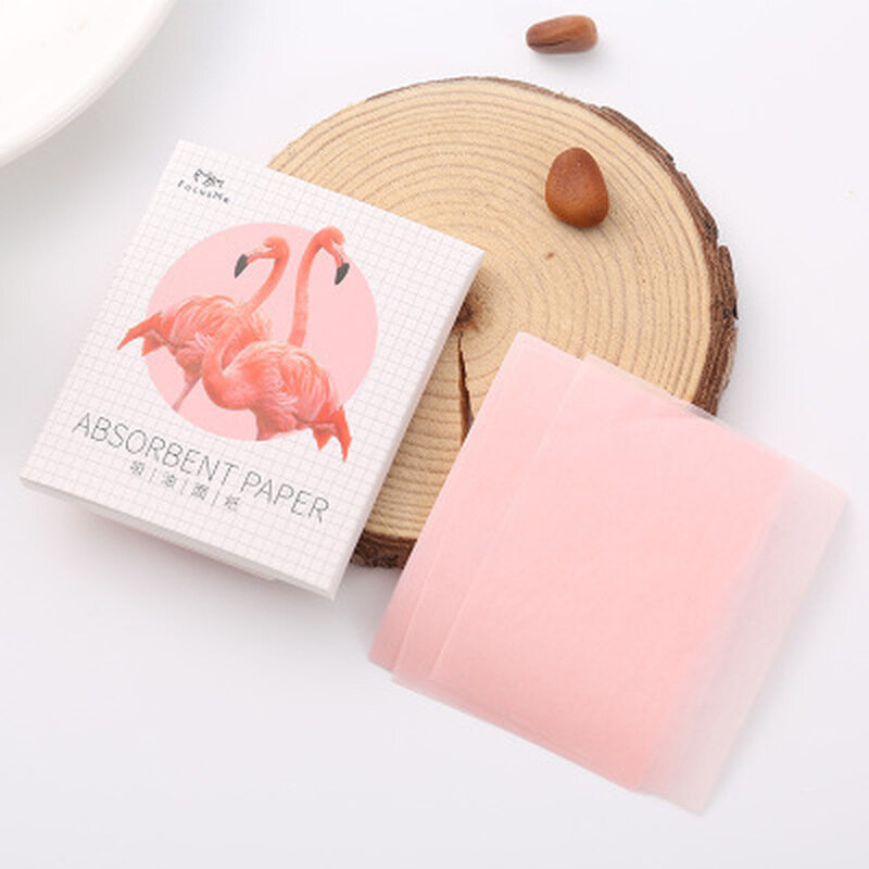 50 Buah Lembar/Pak Flamingo Makeup Wajah Wajah Bersih Minyak Menyerap Kertas Noda Alat Kecantikan Pola Acak Wajah Tissuemakeu