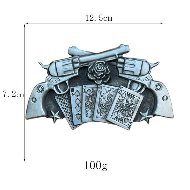 Hebilla de cinturón de póquer de pistola, estilo occidental