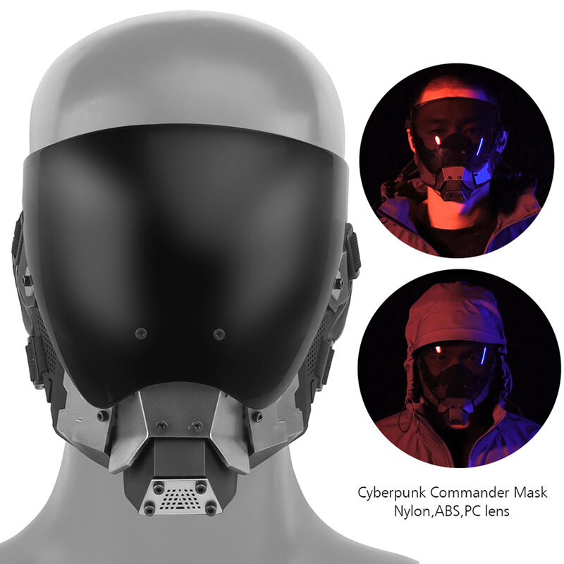 Cyberpunkowy dowódca maska taktyczna Paintball Airsoft narty terenowe maska Cosplay festiwalu muzyki gogle przeciwmgielne Halloween