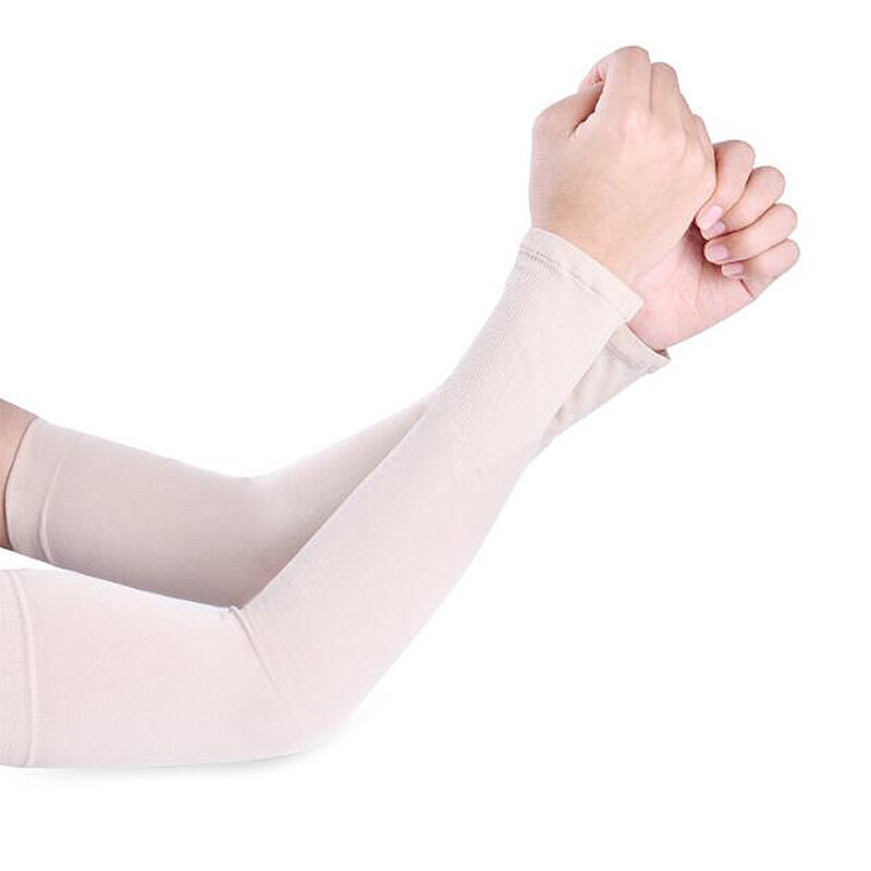 Penghangat lengan Pria Wanita, penutup lengan hitam putih perlindungan UV matahari luar ruangan berkendara olahraga berpergian musim panas
