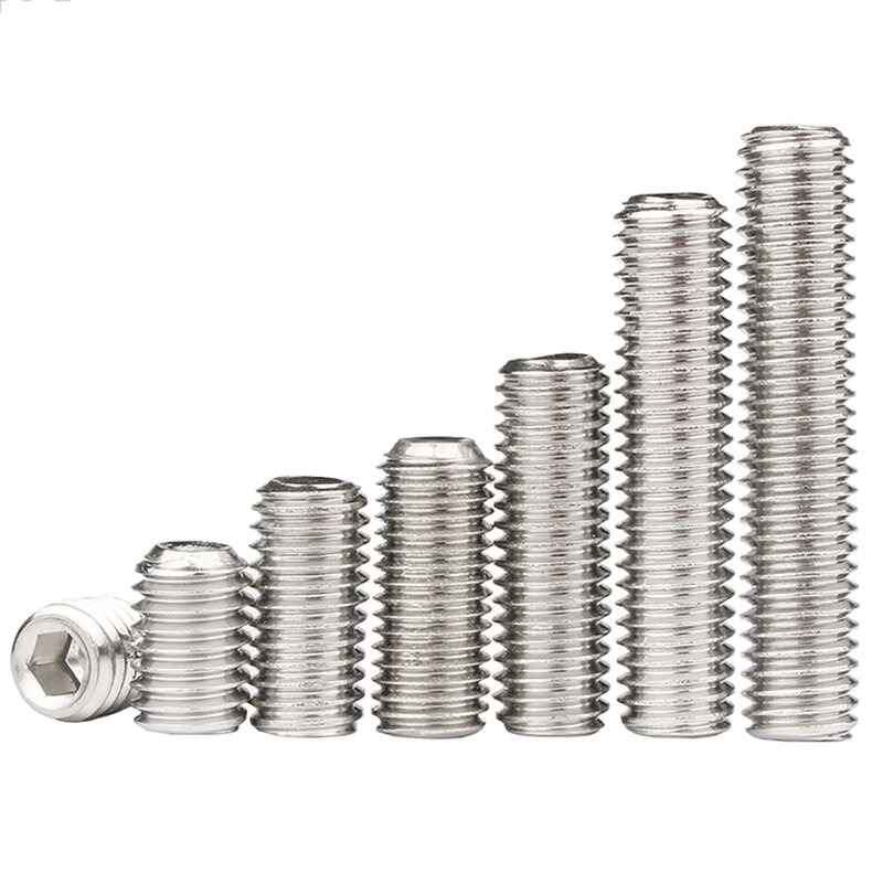 10pcs Hex Socket Set Screws Cup Point Stainless Steel M1.6 M2 M3 M4 M5 M6 M8 M10 Headless Hexagon Socket Grub Screw DIN916