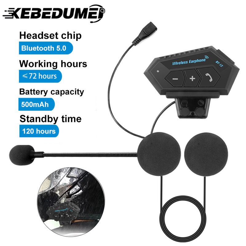 Motorcycle Helmet Headset Bluetooth Wireless Hands-free Call Kit Stereo Noise Cancel Waterproof Music Player Speaker Headphone