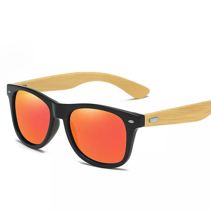 Kacamata hitam Ultraviolet pria, lensa mata kayu klasik berkendara olahraga UV400 untuk lelaki