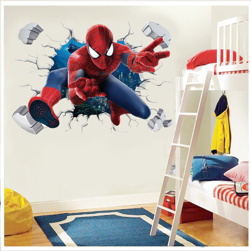Spiderman super capitão américa hulk heróis adesivos de parede para sala de crianças quarto casa pvc decoração dos desenhos animados filme mural arte decalques