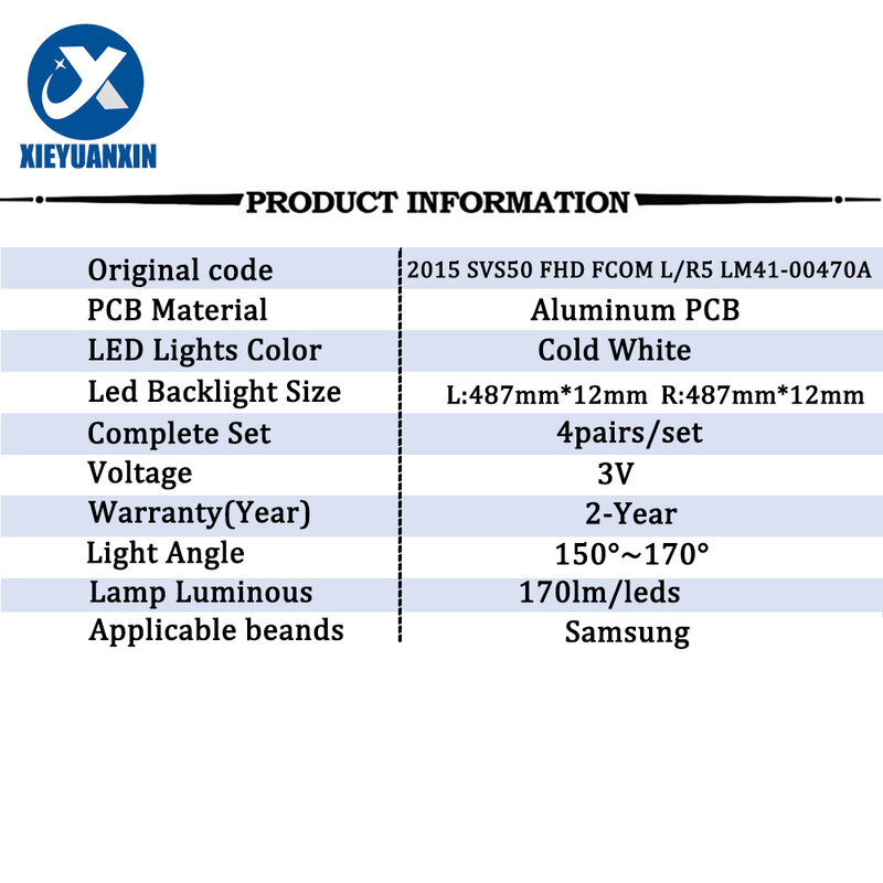 487mm 3V podświetlenie LED naprawa TV dla Samsung 50J 2015 SVS50 FHD FCOM L5 LM41-00470A UN49J5290AF UA49M5000A UN50J5000AFXZA