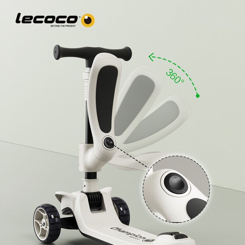 Lecoco skuter dla dzieci 2-in-1 składany regulowana wysokość kierownicy zdejmowane siedzisko rzadkie hamulca z podświetleniem LED koła najlepszy prezent dla dzieci
