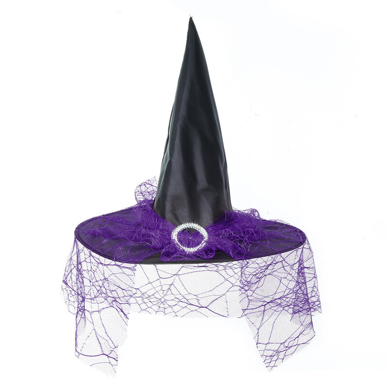 Akcesoria do kostiumów czarownic Halloween Mesh czarnoksiężnik element ubioru spiczasty kapelusz wiedźmy z rozciągliwym pasiastym zestaw pończoch/kapelusz osobno