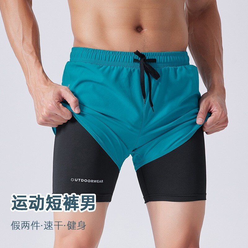 Calça esportiva respirável de secagem rápida masculina, shorts casuais, calça praia, treino fitness, jogging, verão