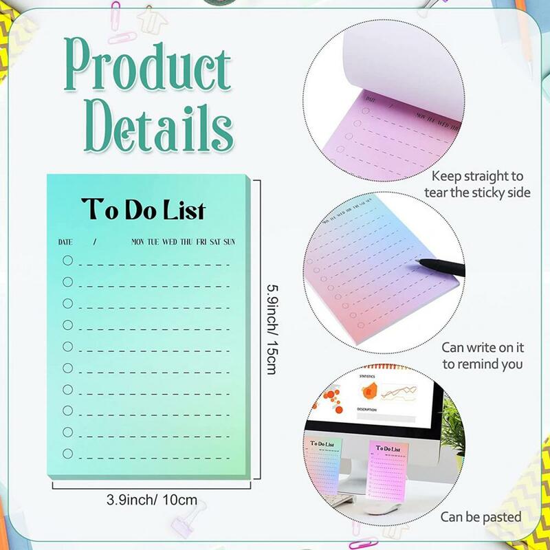 Office Organization Supplies Bright Colors Sticky Notepad Set 8pcs Fridge Time Schedule To-do List Shopping Grocery List Small