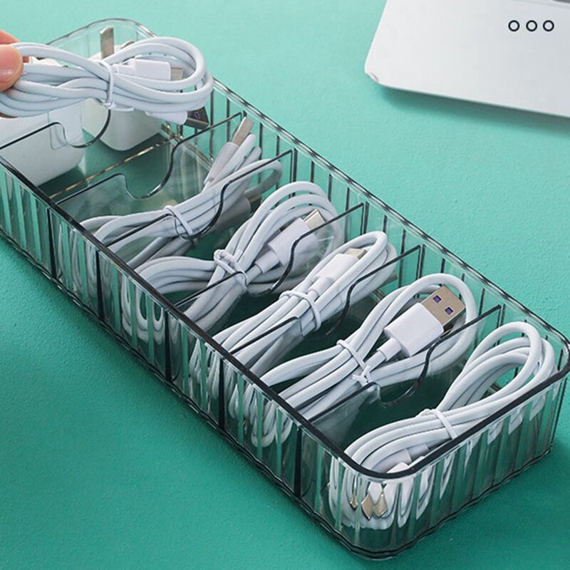2Pcs Desktop Data Cable Separation Storage Box Mobile Phone Charging Earphone Cable Power Cord Sorting And Fixing