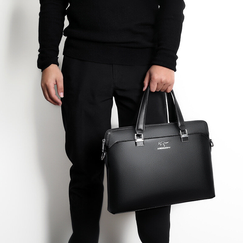 Новинка, мужской портфель из искусственной кожи с молнией, деловая сумка, горизонтальная мужская сумка для ноутбука, винтажный мессенджер через плечо