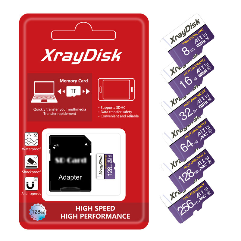 Xraydisk 고속 메모리 카드, TF 카드 클래스 10, 16GB, 32GB, 64GB, 128GB, 256GB