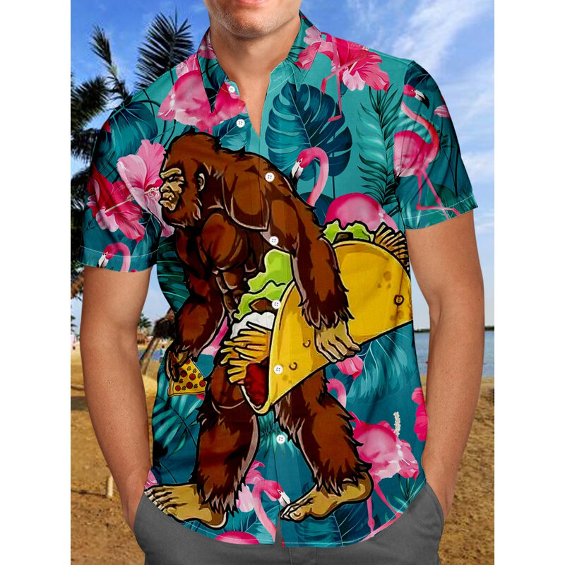 Herren Freizeit hemd Hawaii hemd Herren Sommer 3D-Druck lässig Kurzarmhemd für Herren Kleidung atmungsaktive Hemden