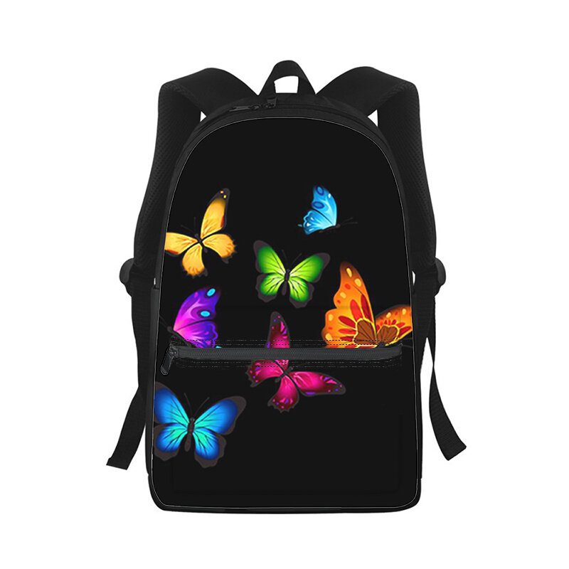 butterfly blue painting watercolor Men Women Backpack 3D Fashion Student School Bag Laptop Backpack Kids Travel Shoulder Bag