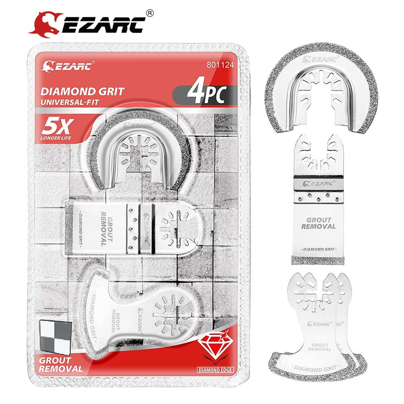 EZARC 4PCS Diamond Oscillating Tool Blade Set, Multi Tool Mortar Cutting Saw Blades Precise for Grout Removal, Soft Tile Cut