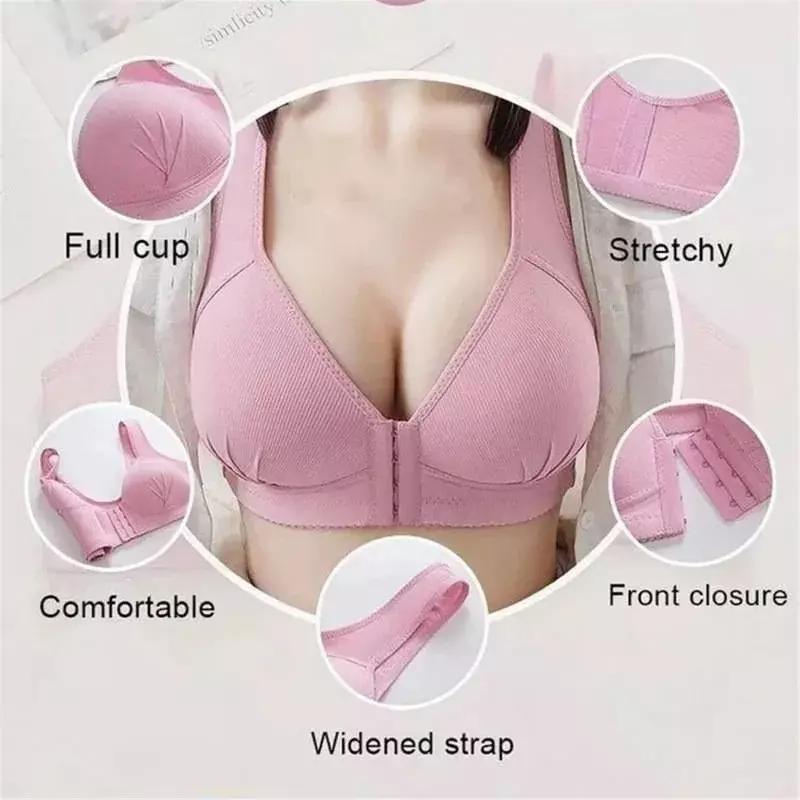 Plus Size Breastfeeding Bras Solid Color Maternity Nursing  Front Closure Bra Full Cup Wireless Sports Underwear Nursing Bra
