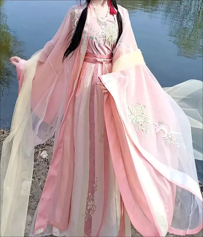 한푸 중국 원피스 여성 카니발 코스프레 코스튬, 고대 전통 한푸 핑크 한푸 댄스 원피스