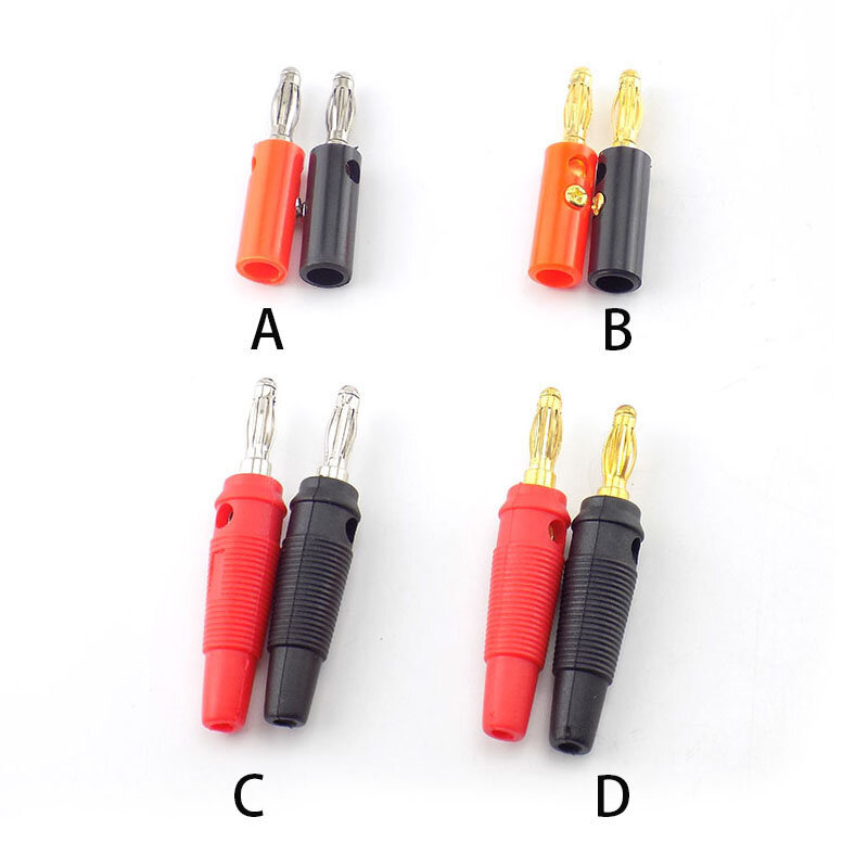 Banana Plug Audio Speaker Parafuso, Ouro, Prata Placa Plugs Conector, Adaptador Solderless, Preto, Cor Vermelha, 4mm, 1/4 Pares