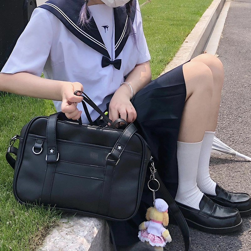 HAEX JK Uniform Women Bags 2024 Trend Subculture Large Capacity PU Students Satchel Harajuku Daily Crossbody Shoulder Bags