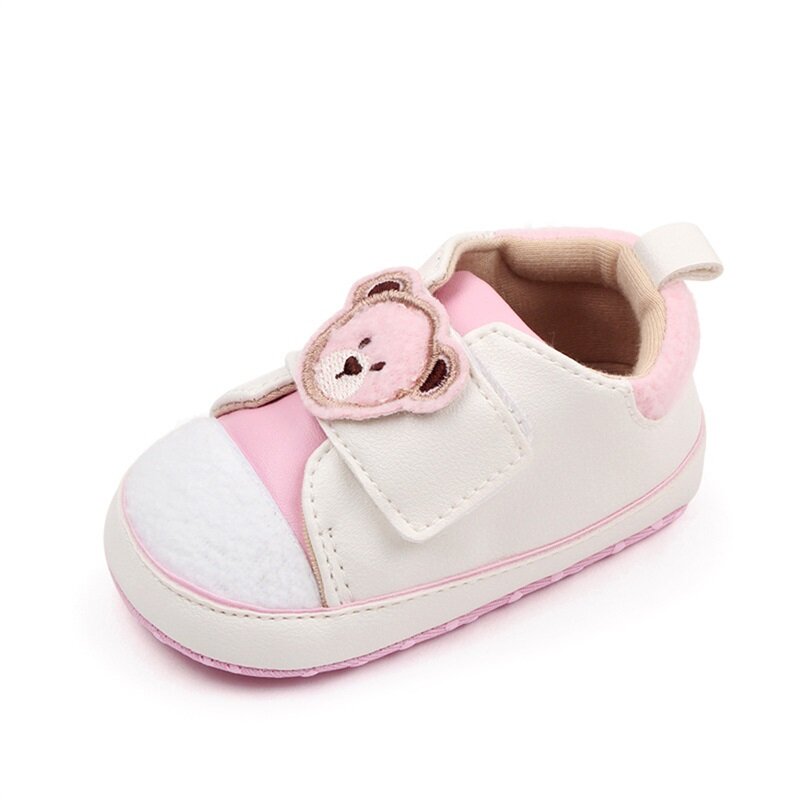 Buty dziecięce uroczy niedźwiadek animowany wzór w kształcie łba antypoślizgowe buty urocze botki dziecięce do domu/na zewnątrz