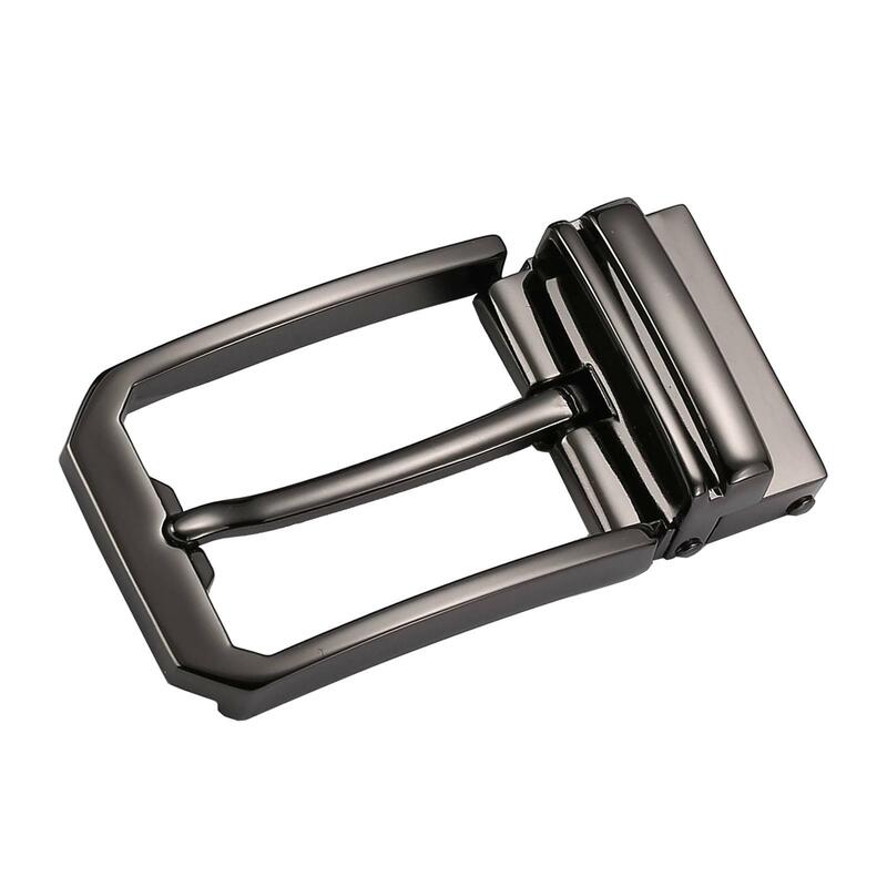 Hebilla de cinturón de Metal Reversible para hombre, hebilla de Pin rectangular de lujo para correa de cuero, una sola punta para cinturón de 32mm-34mm