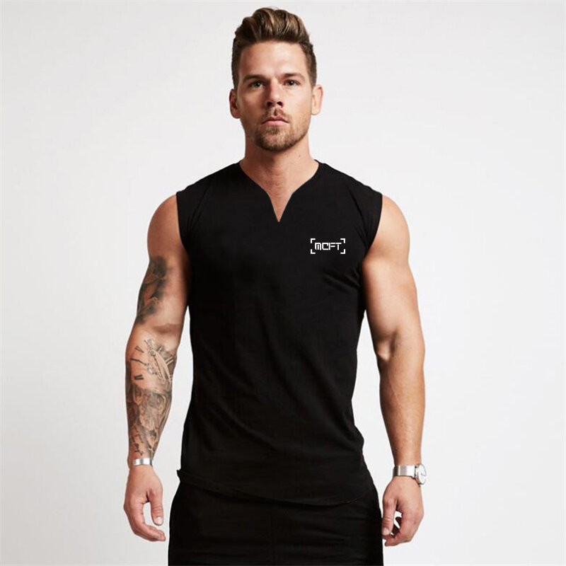 Gym Bodybuilding Fitness Muscle Mens Casual Fashion Print Cotton Tank Tops Summer Breathable Absorb Sweat Cool Feeling T-shirt