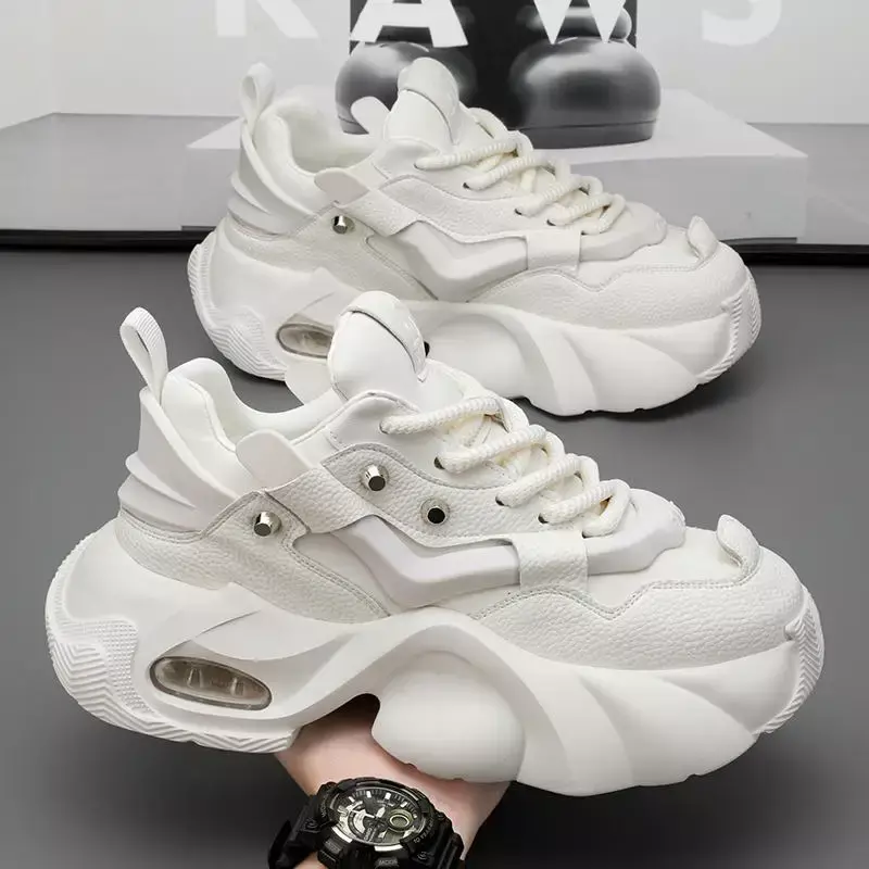 Buty męskie 2024 nowe niewidzialne wzrost o 10 cm 8cm białe buty męskie buty do biegania deskorolka Tenis
