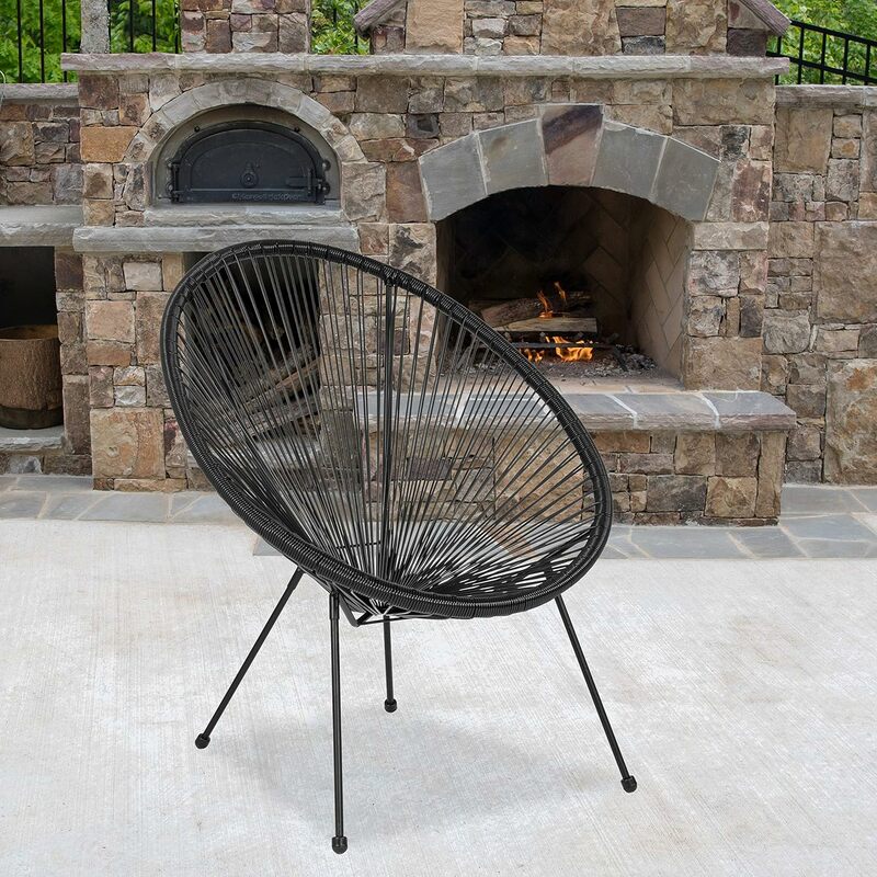 Papasan Bungee Lounge Chair per giardino a bordo piscina, nero, grigio, rosso, bianco