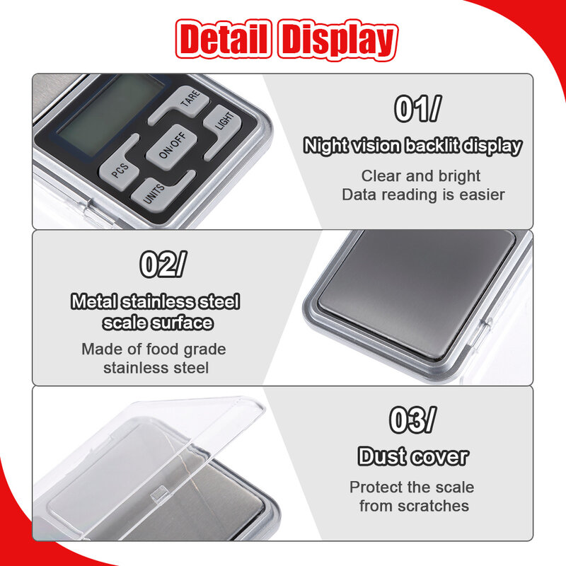 Skala Elektronik Baru Perhiasan Emas Keseimbangan Berat Gram LCD Saku Bobot Skala Dapur Digital dengan Presisi Tinggi 0.01G