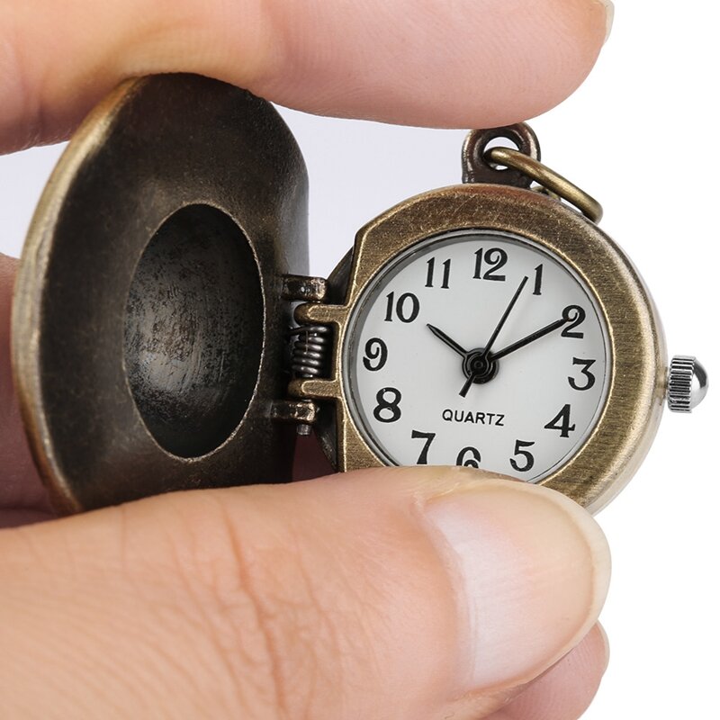 Brązowy mały rozmiar Punk Steampunk czapka w kształcie kwarcu kieszonkowy zegarek antyczny naszyjnik łańcuszek mały łańcuszek z wisiorem dla mężczyzn