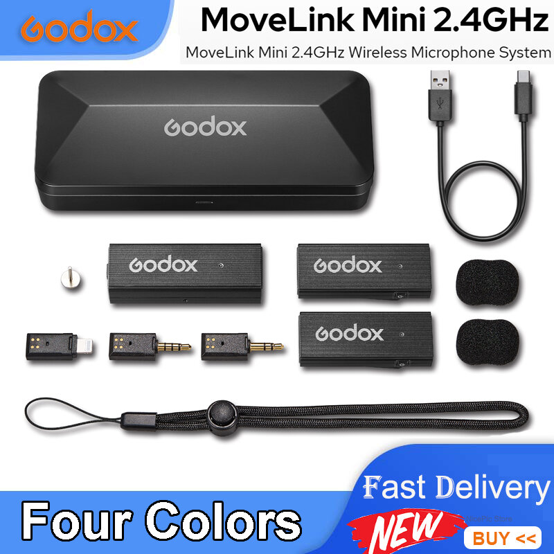 Godox Movelink Mini 2.4Ghz Draadloze Microfoon Systeem Met Usb Type-C Of Lightning Kabel Voor Telefoon Dslr Camera smartphone