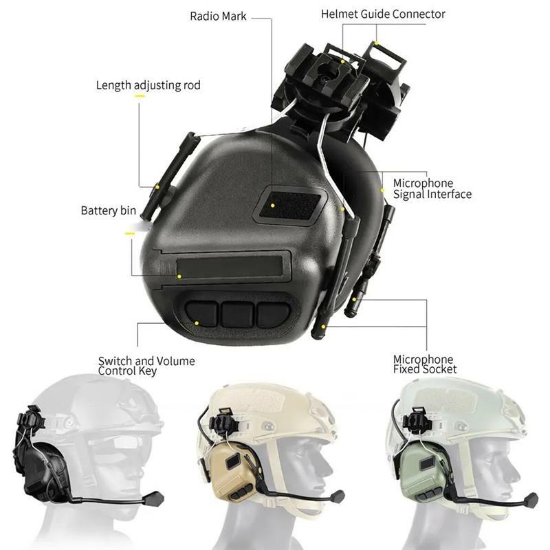 Auscultadores e óculos de alta definição táticos, Airsoft conjunto capacete, modelo de telescópio Dual-Pass, equipamento Cosplay faixa de tiro