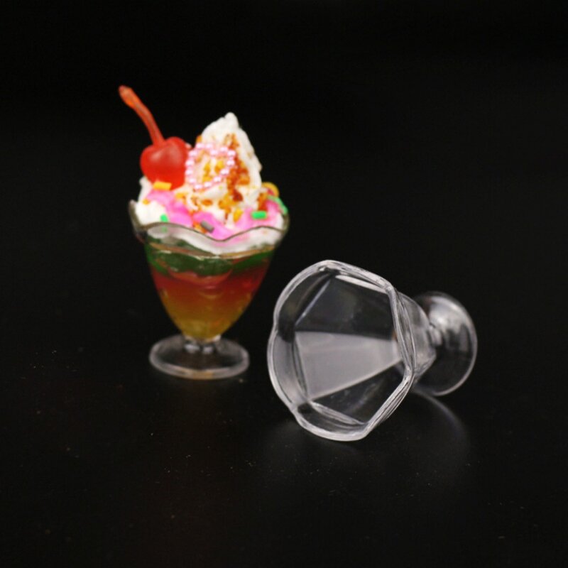 17Pcs/Set 1:12 Dollhouse Mini Transparent DIY Pretend Play Kitchenware Toy Drink Cups Dish Tableware Miniatures