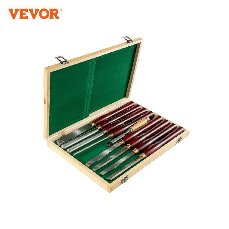 VEVOR-Conjunto de cinzel de torno para madeira, lâminas de aço HSS, ferramentas de torneamento, caixa de madeira para armazenamento, 8 PCs, 12 PCs