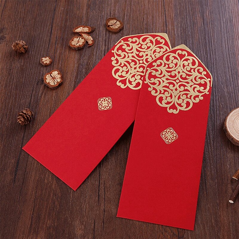 Busta rossa stampata in oro da 10 pezzi busta rossa durevole multiuso rossa fortunata busta regalo rossa in cartone felice anno nuovo