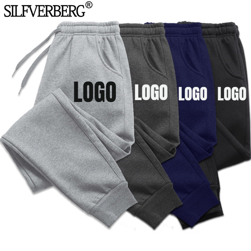 Logotipo personalizado das mulheres dos homens calças longas outono e inverno dos homens de lã moletom casual esportes macios calças jogging 5 cores
