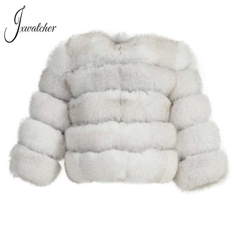 Jxwatcher Women's Real Fur Coat Autumn Winter Classics Natural Fox Fur Coat Ladis Fashion Warm Short Style Fur Jacket Female