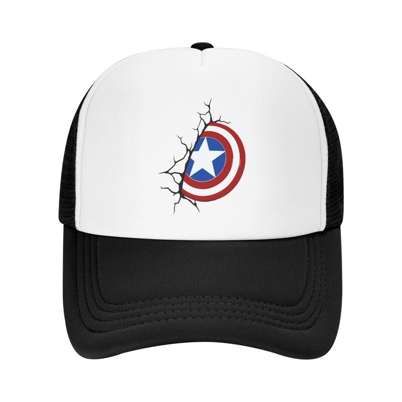 Topi bisbol kustom Punk Captain America pria wanita, topi Trucker bersirkulasi pelindung matahari