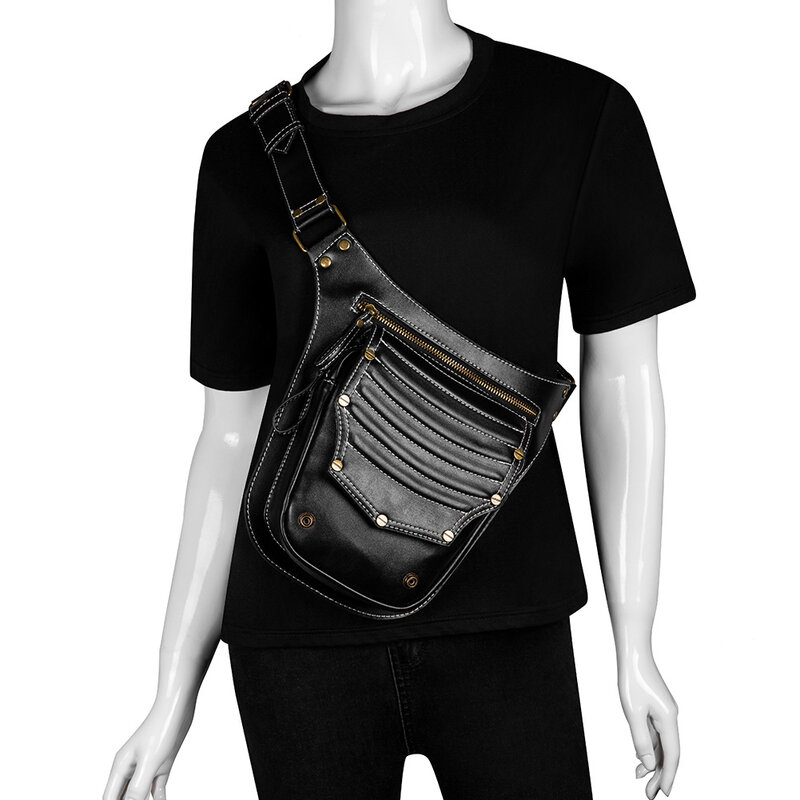 Punk Bag Female Retro Outdoor Women's Bag Trend Messenger Bag Men's Shoulder Bag Fanny Pack Leg Bag Pouch Bum Bag Waist Bag