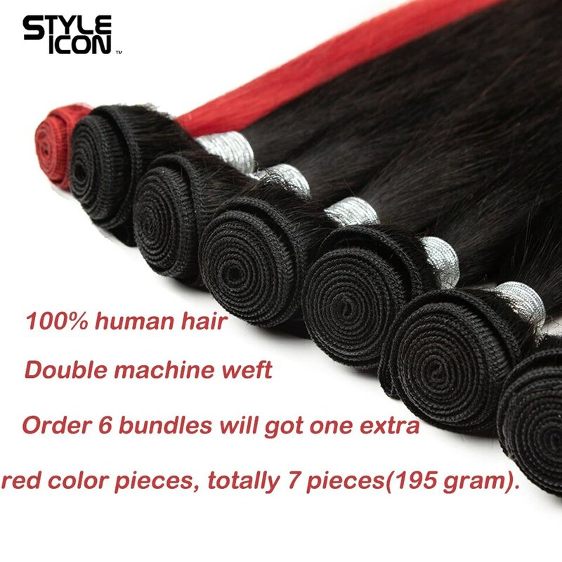 Styleicon-Bundles de cheveux raides, 6 pièces, plus une pièce colorée, une optique complète, perruque Bob, prix de gros