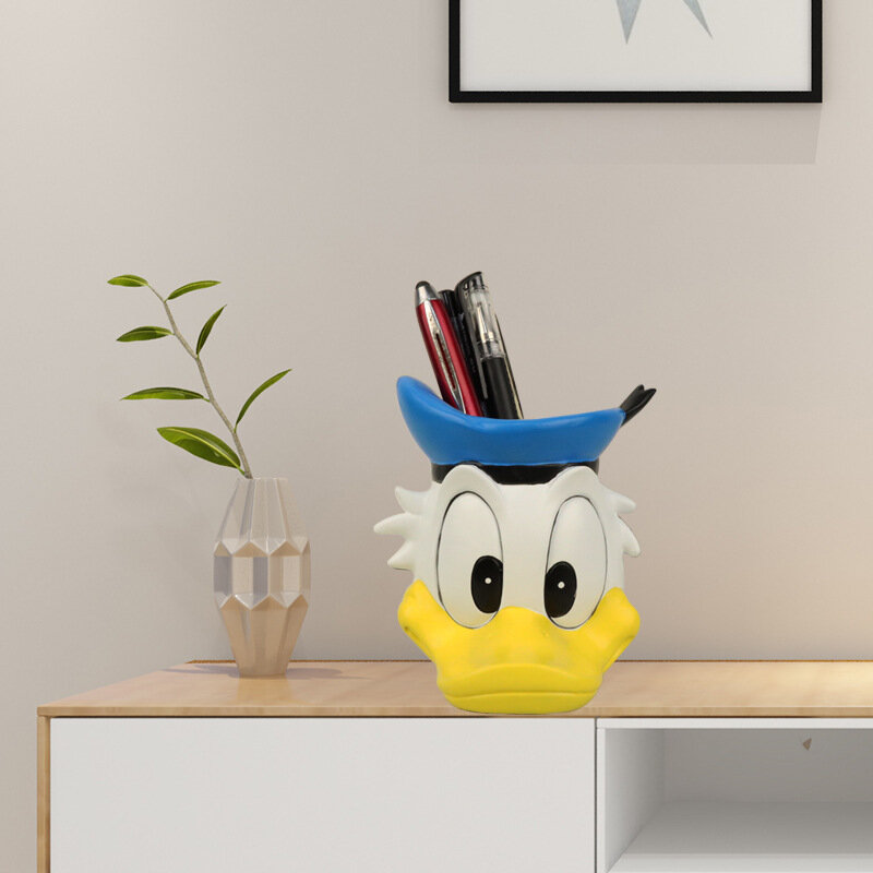 Disney Anime Simple Creative Cute Cartoon Donald Duck Resin Crafts Pen Holder Children'S Desktop Ornaments Stationery Storage