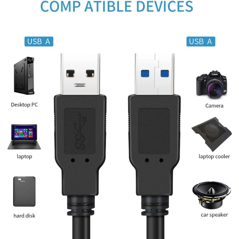 สายถ่ายโอนข้อมูล3.0 USB 5Gbps สายเคเบิลตัวผู้เป็นตัวผู้สำหรับกล่องฮาร์ดไดรฟ์คอมพิวเตอร์กล่องโมเด็มเครื่องพิมพ์แล็ปท็อปคูลเลอร์