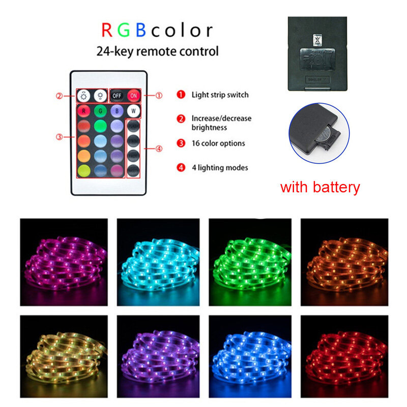 Светодиодная лента RGB с управлением через приложение, меняющие цвет свет с пультом на 24 клавиши, режим 5050 для украшения комнаты, Bluetooth TV MD5050 RGB