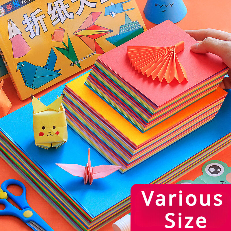 100 Pcs A4 Paper of Children's Origami Color Paper Material Square Kindergarten Handmade Paper Cuttings Book Colored Folios A4
