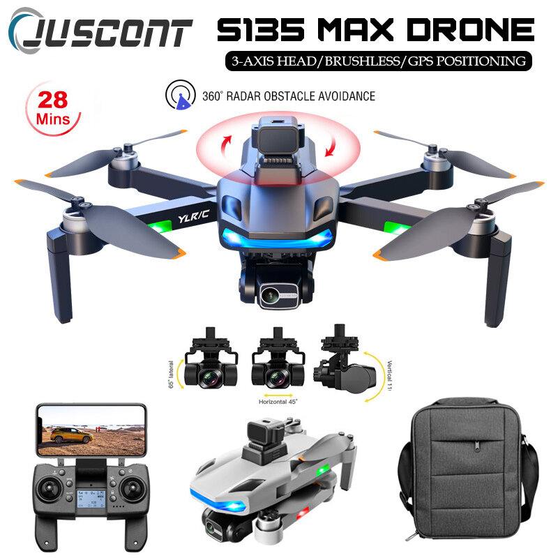 Dron S135 4K HD, fotografía aérea profesional, 360 °, evitación de obstáculos, cuadricóptero sin escobillas, juguete de Control remoto