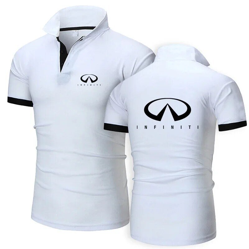 Camisa polo de manga curta estampada Infiniti masculina, roupa de lapela de negócios, moda verão, lazer, camiseta nova, 2022