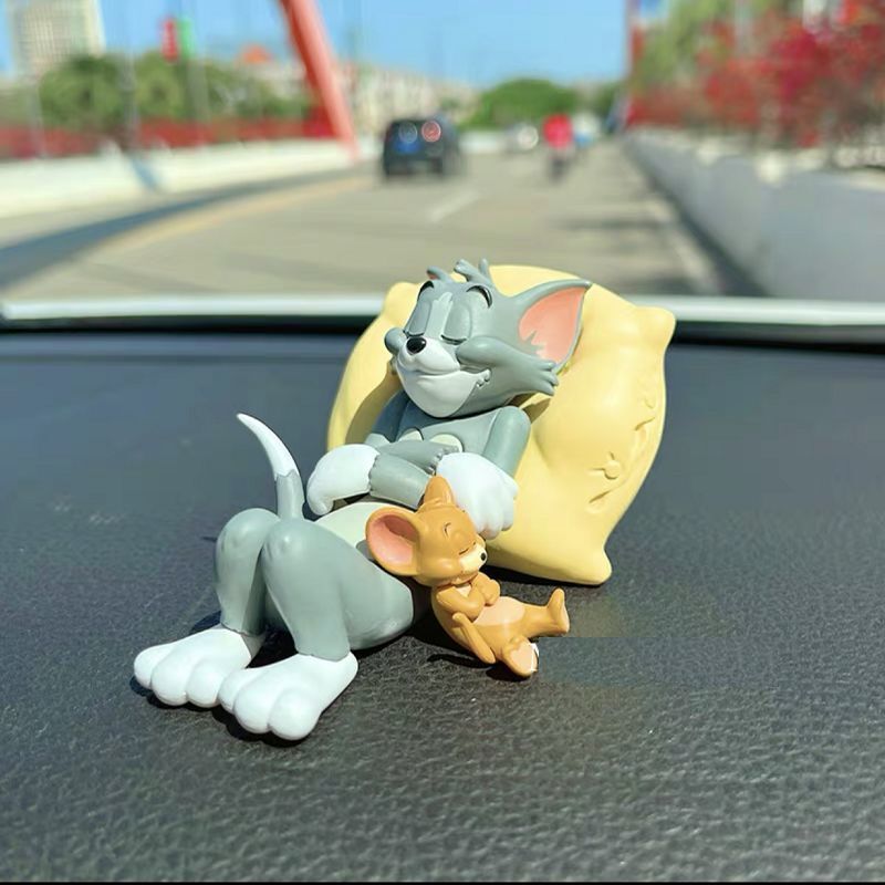 Tom Katze Jerry Maus Auto Ornament niedlichen Schreibtisch Dekorationen entzückende Figuren Sammler Spielzeug Figuren Auto Motiv Innen geschenk