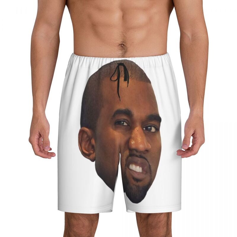 Kanye West pijamas pijamas dos homens sono Shorts com bolsos, impressão personalizada, engraçado Meme pijama Bottoms, rapper produtor musical